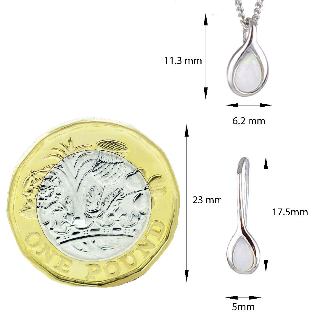 Opal Pear Necklace in Sterling Silver