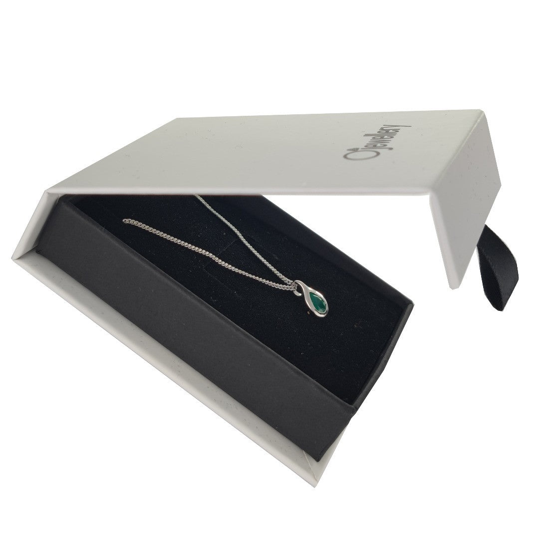 Green Onyx Pear Necklace in Sterling Silver