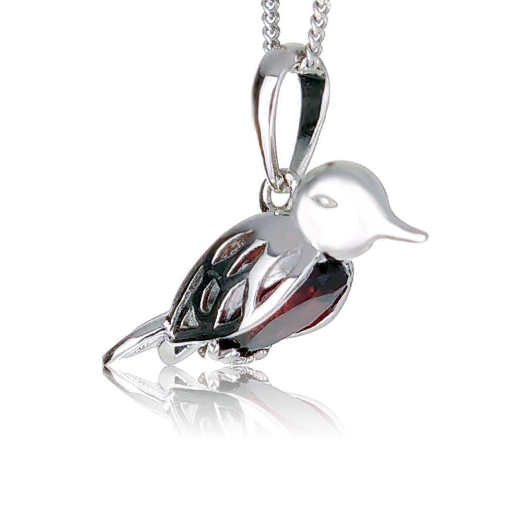 Robin Necklace Earring Set Sterling Silver Real Garnet Personalised Christmas Gift January Birthstone