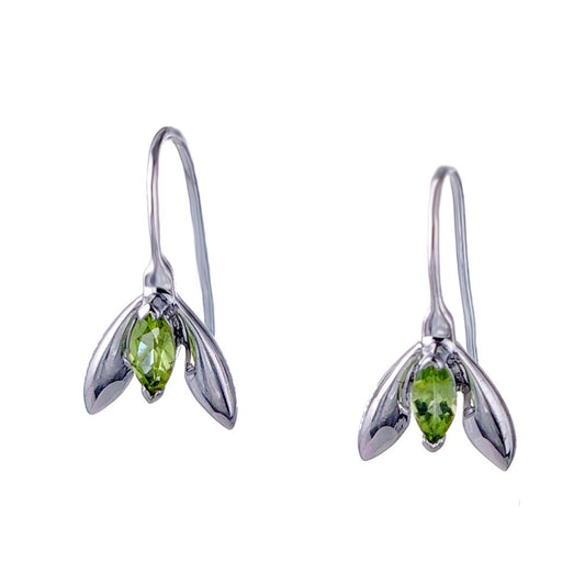 peridot silver dangle earrings
