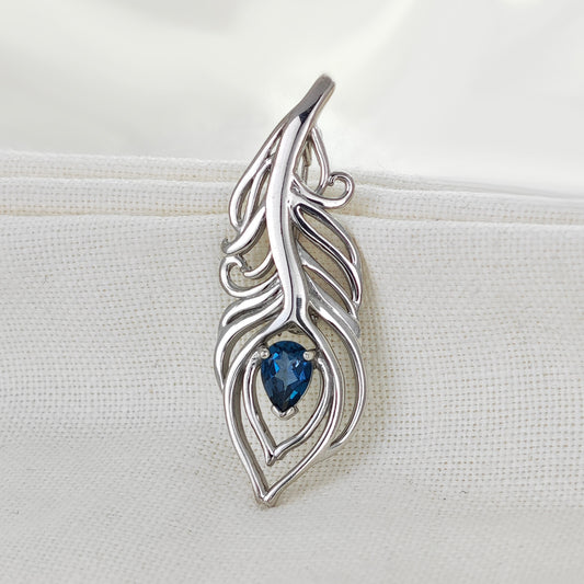 London Blue Topaz 0.77ct Sterling Silver Brooch Peacock Feather