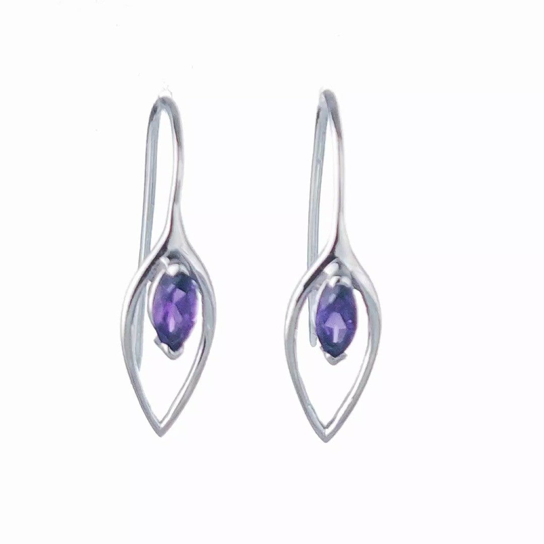 Amethyst Marquise Dangle Earrings in Sterling Silver