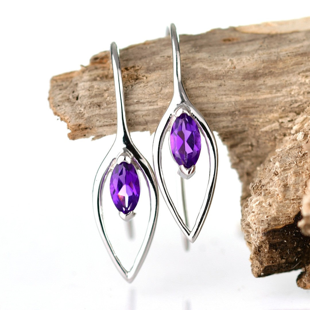 Amethyst Dangle Earrings 0.45ct Sterling Silver