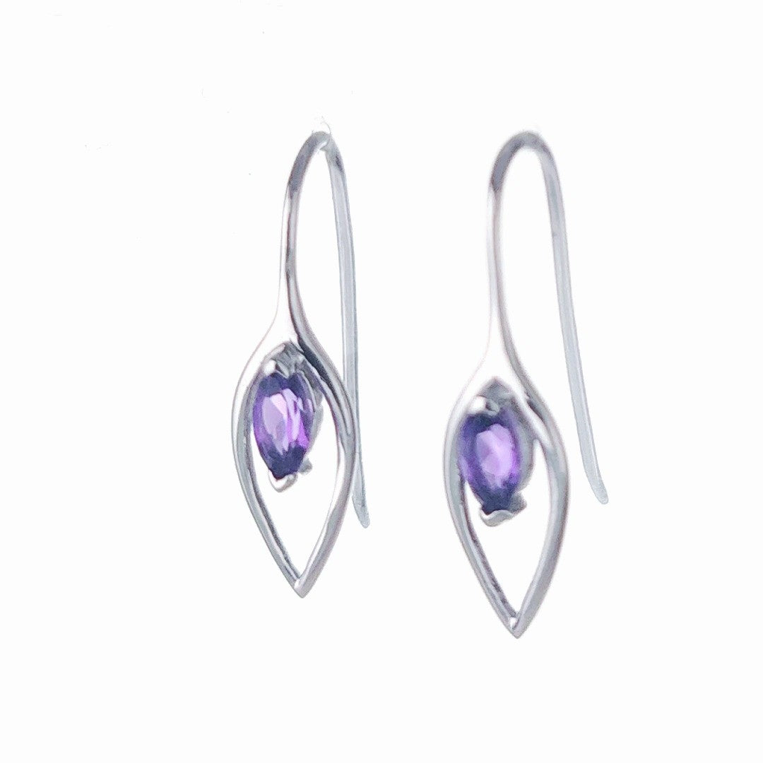 Amethyst Dangle Earrings 0.45ct Sterling Silver