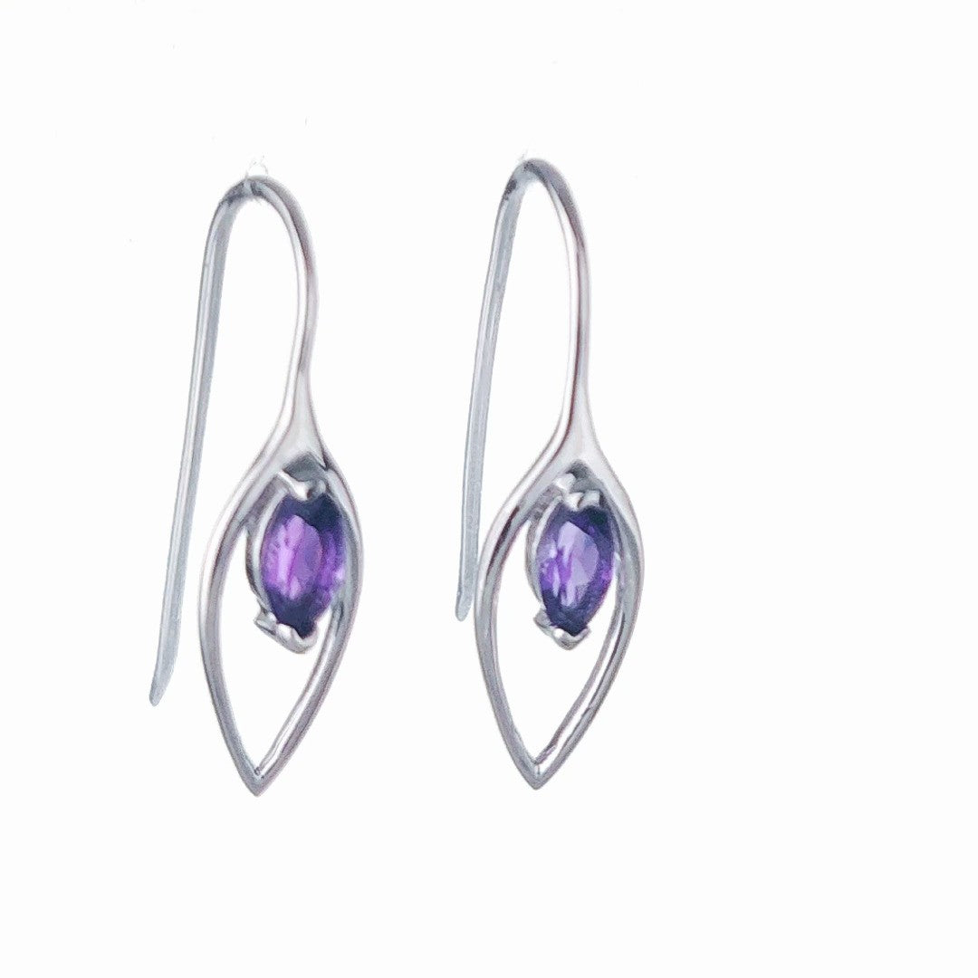 Amethyst Dangle Earrings 0.45ct Sterling Silver