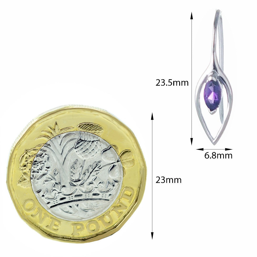 Amethyst Dangle Earrings 0.45ct Sterling Silver