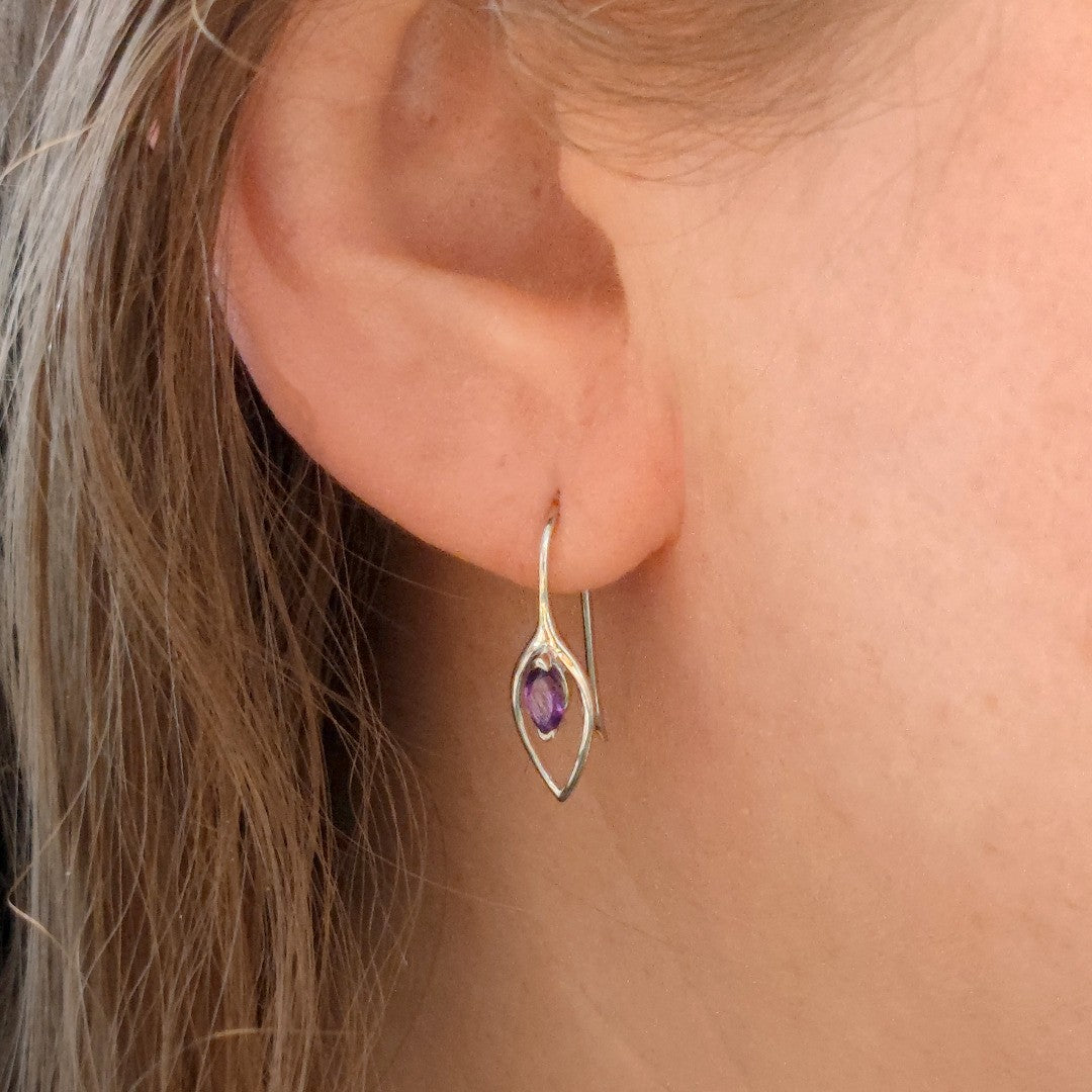 Amethyst Dangle Earrings 0.45ct Sterling Silver