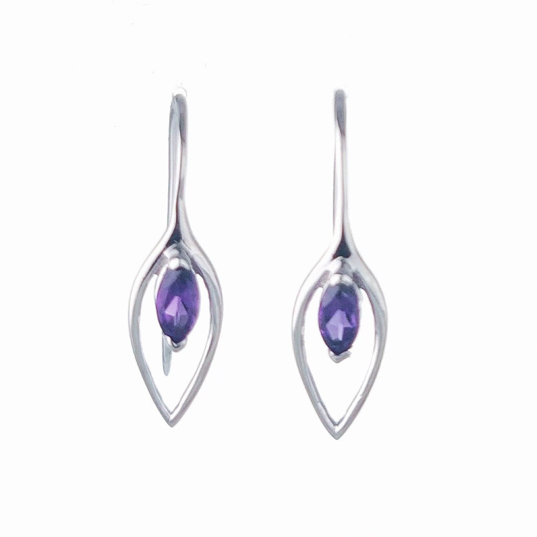 amethyst dangle earrings 0.45ct sterling silver designed in the UK