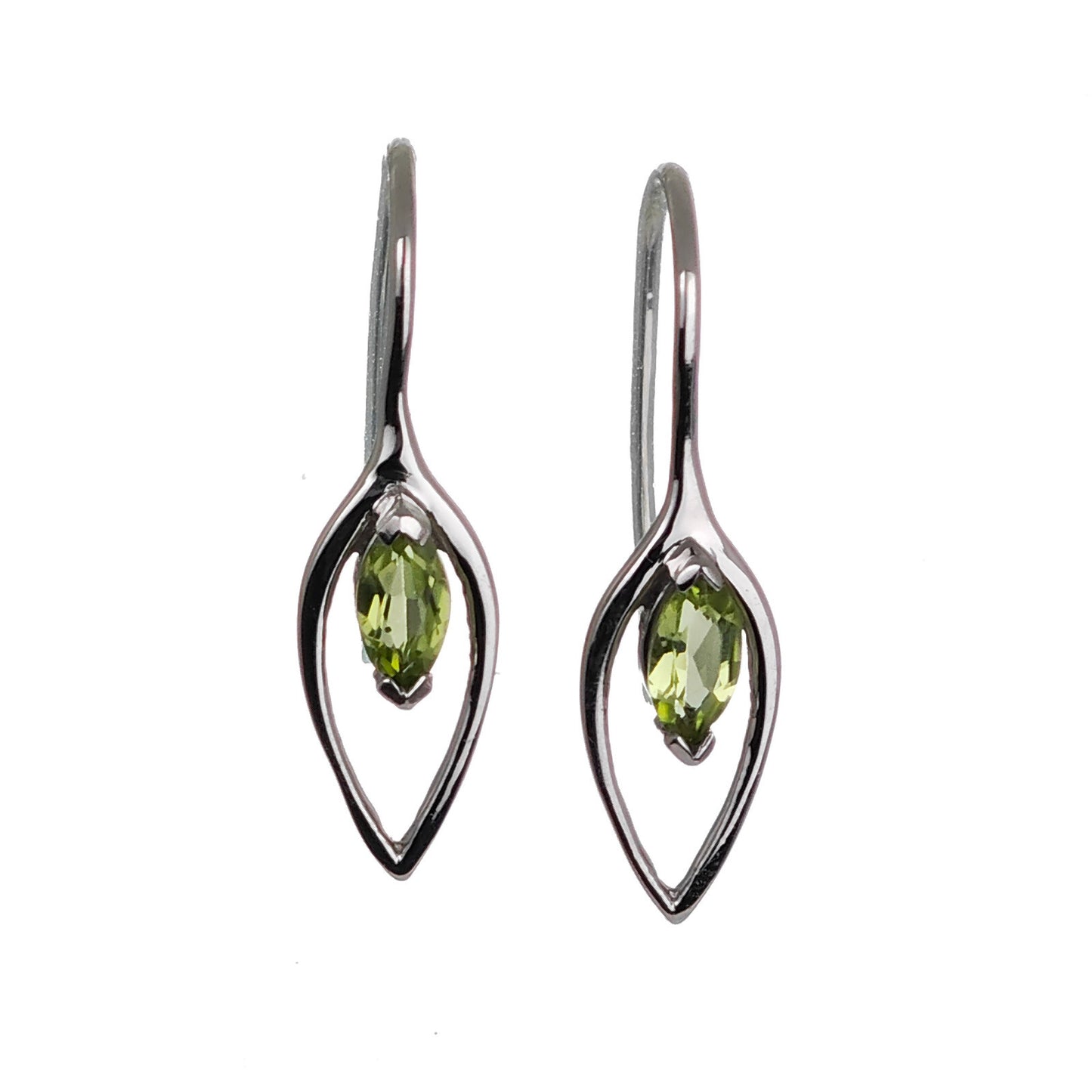 peridot silver dangle earrings