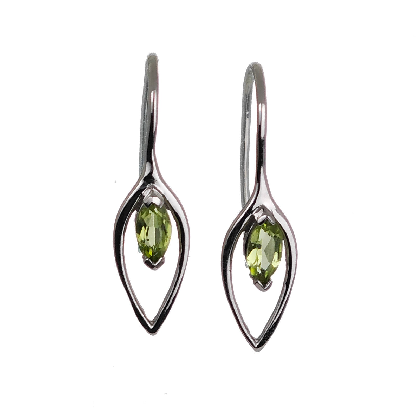 peridot silver dangle earrings
