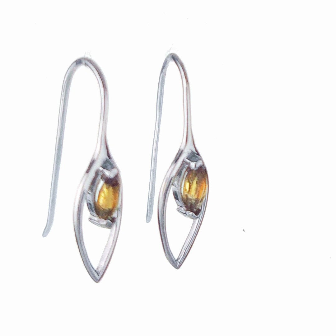 Citrine Marquise Dangle Earrings in Sterling Silver