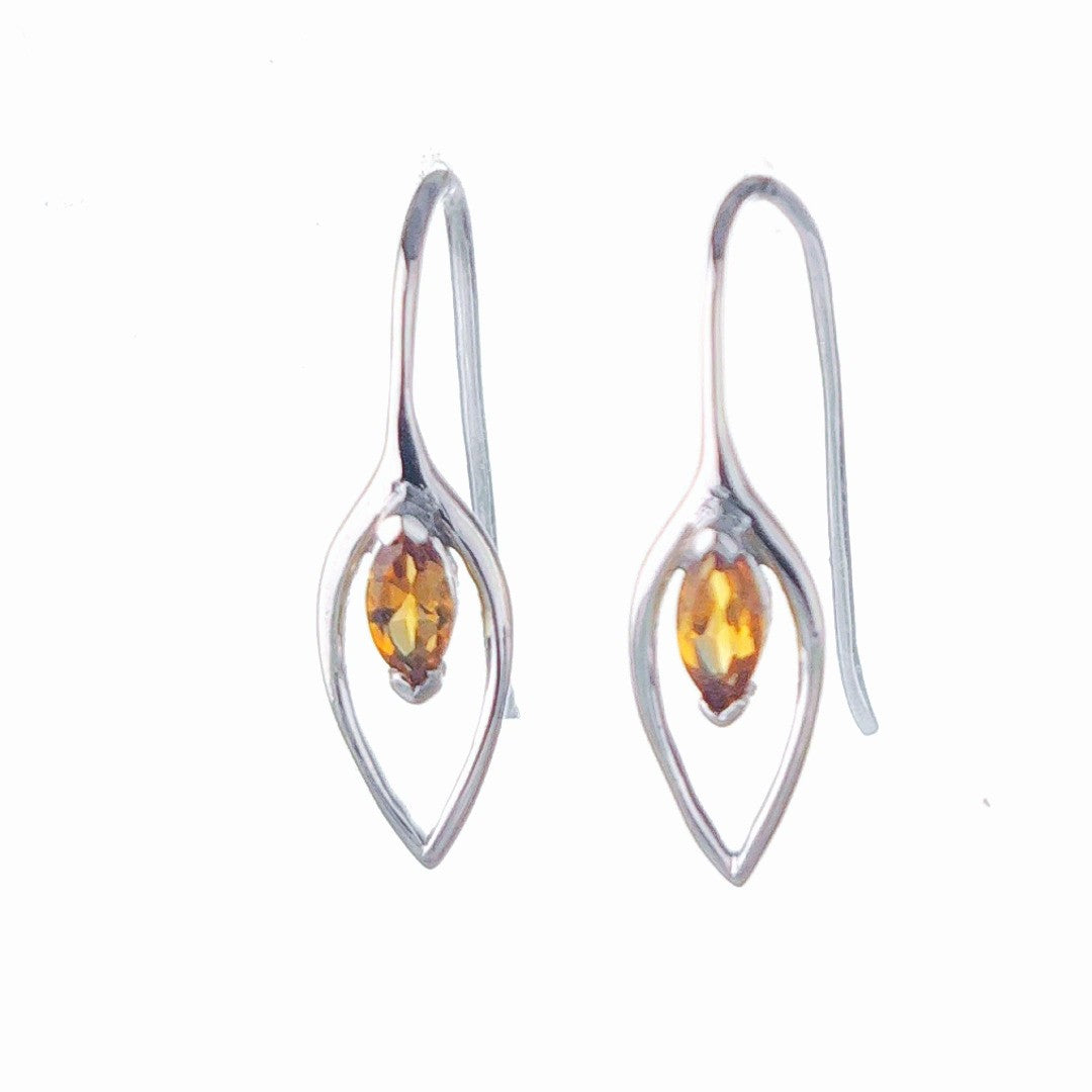 Citrine Marquise Dangle Earrings in Sterling Silver