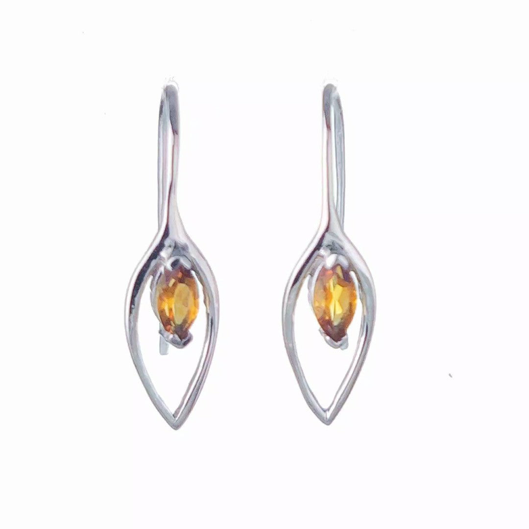 Citrine Marquise Dangle Earrings in Sterling Silver