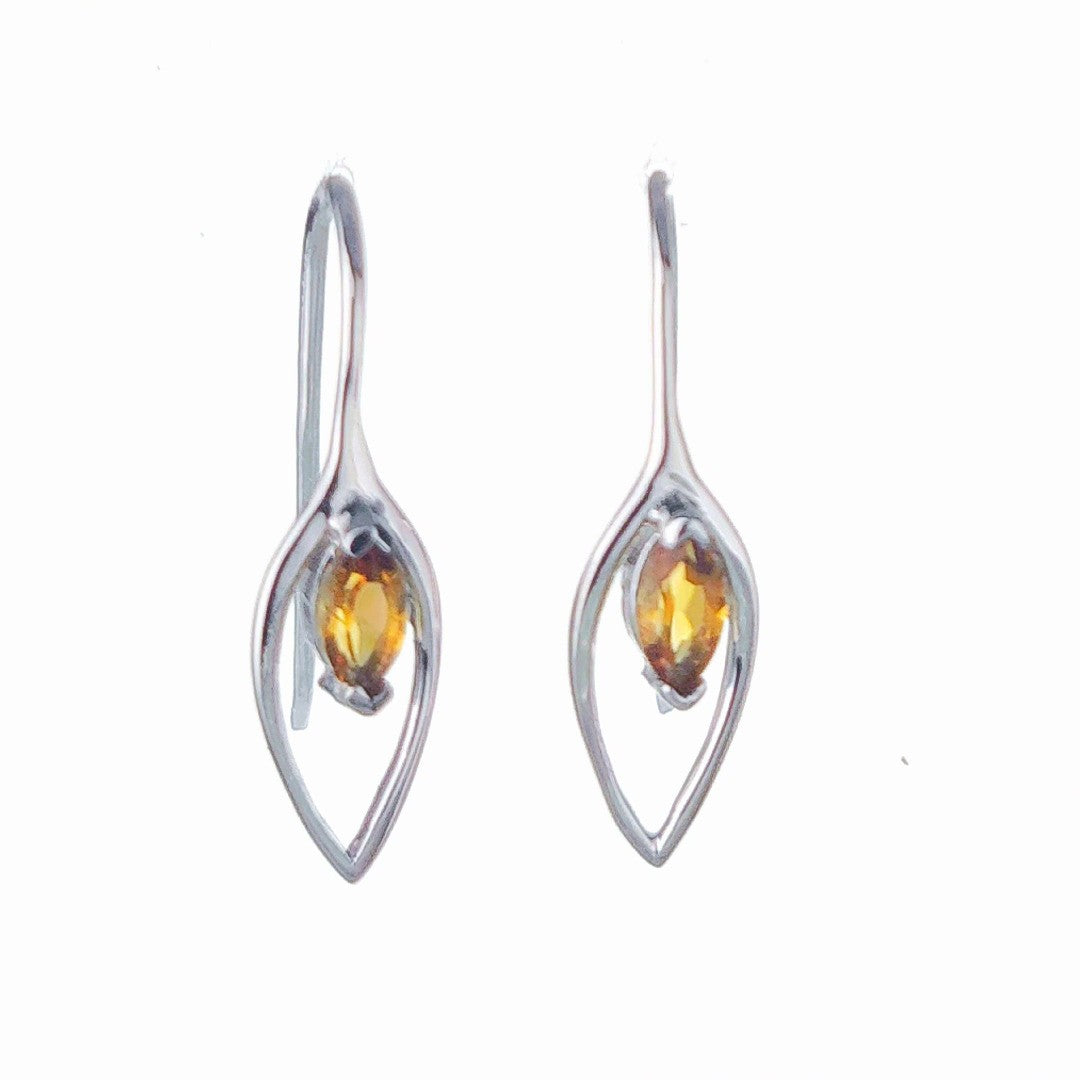 Citrine Marquise Dangle Earrings in Sterling Silver