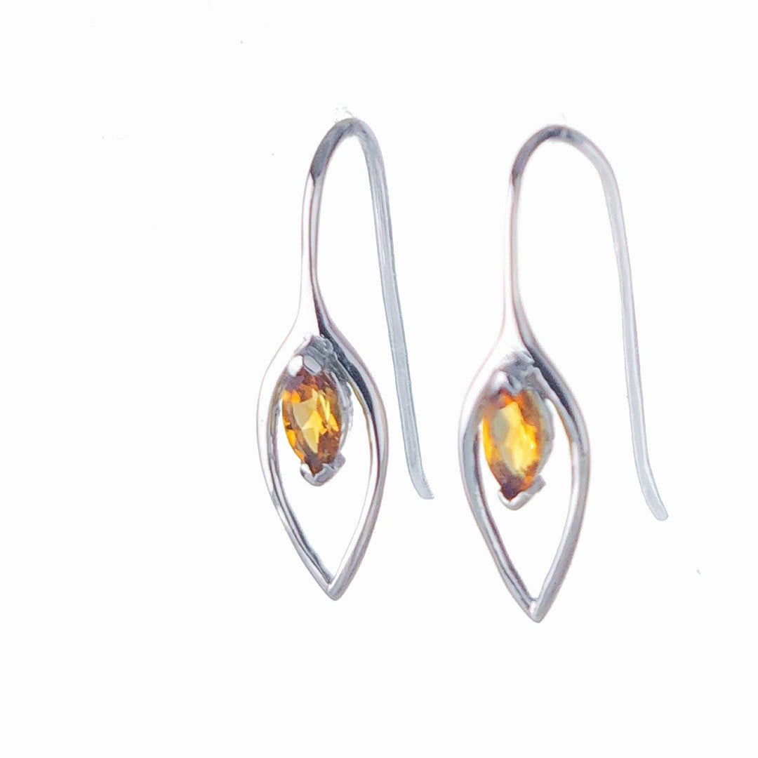 Citrine Marquise Dangle Earrings in Sterling Silver