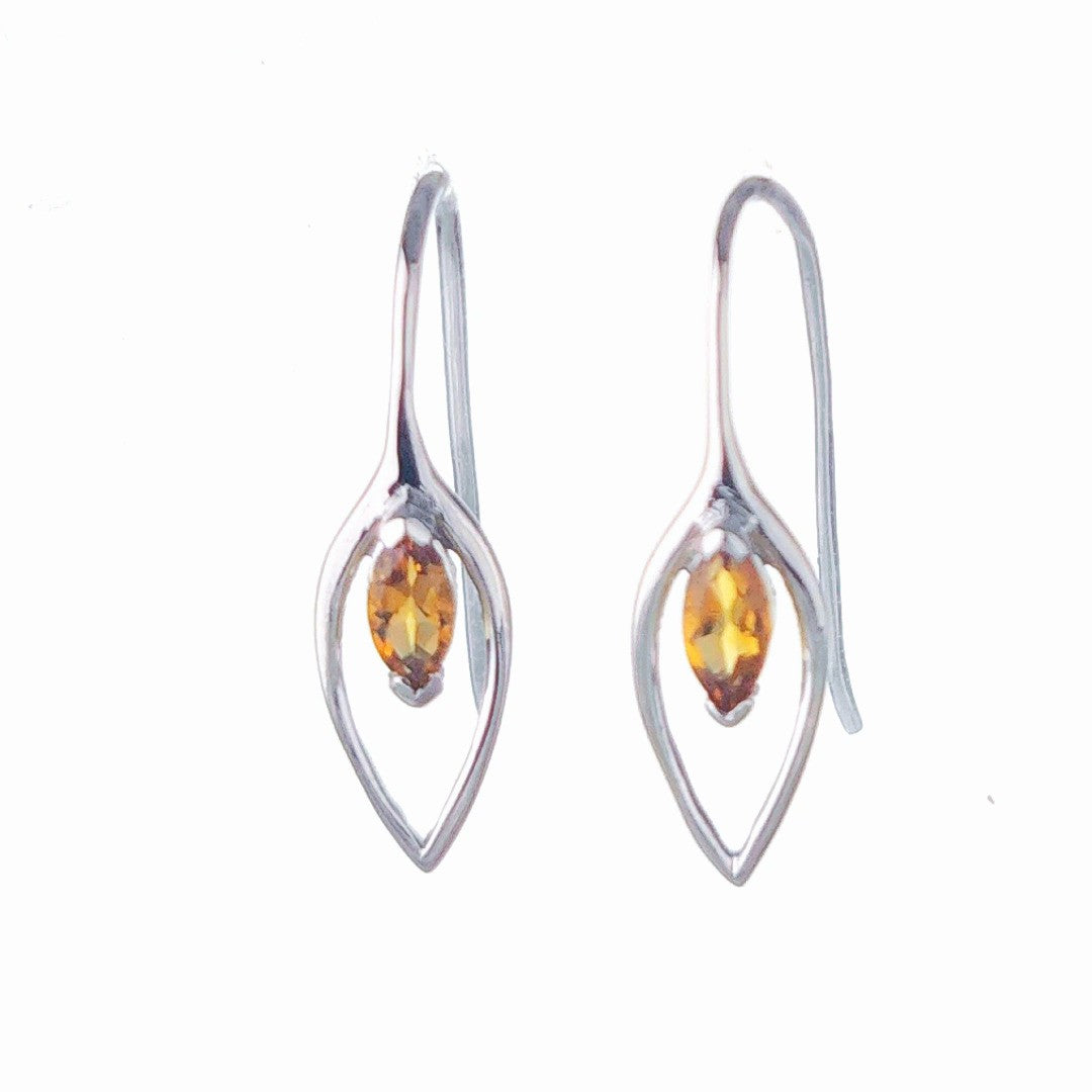 Citrine Marquise Dangle Earrings in Sterling Silver