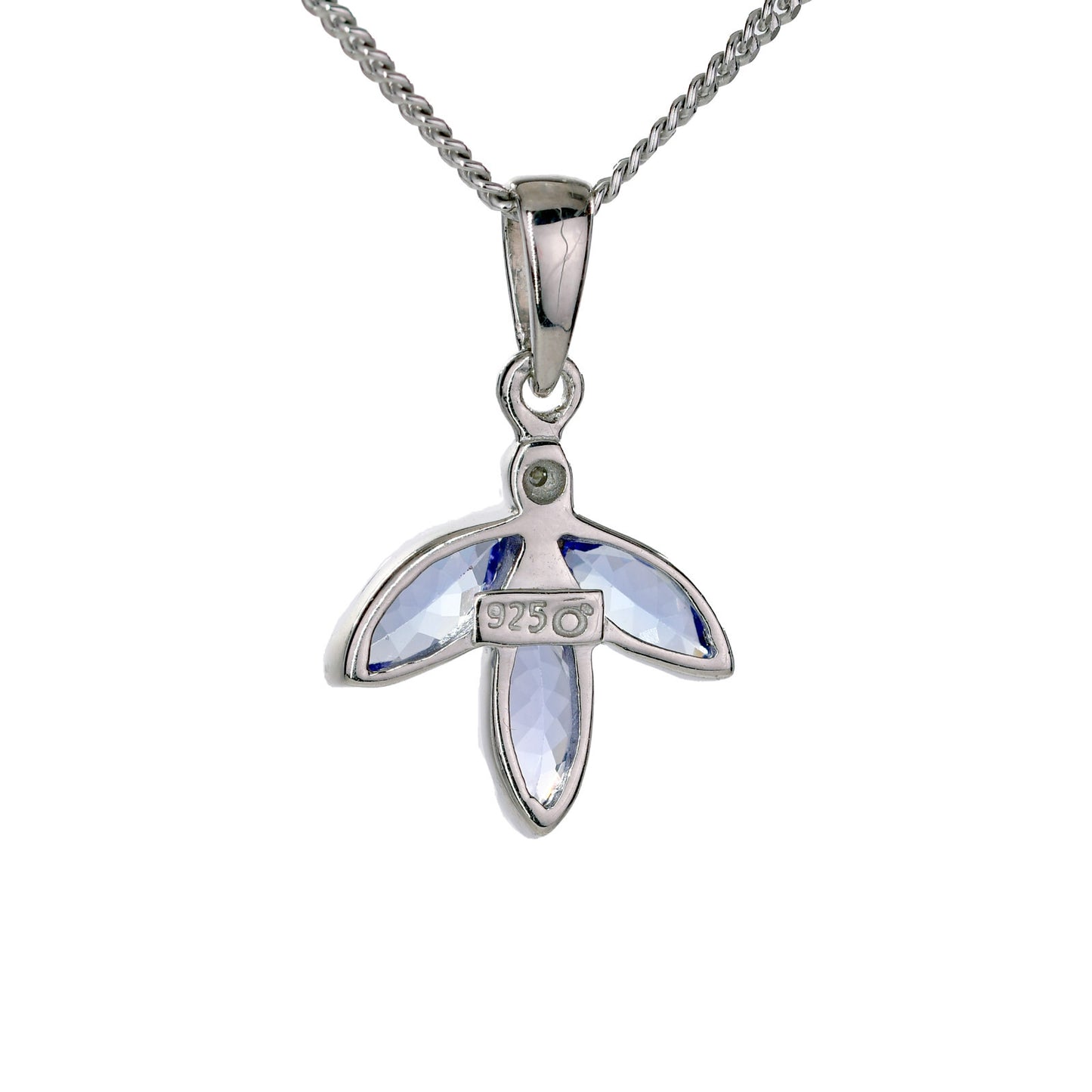 Tanzanite Necklace Earring Set Sterling Silver Stud Pendant Natural Blue