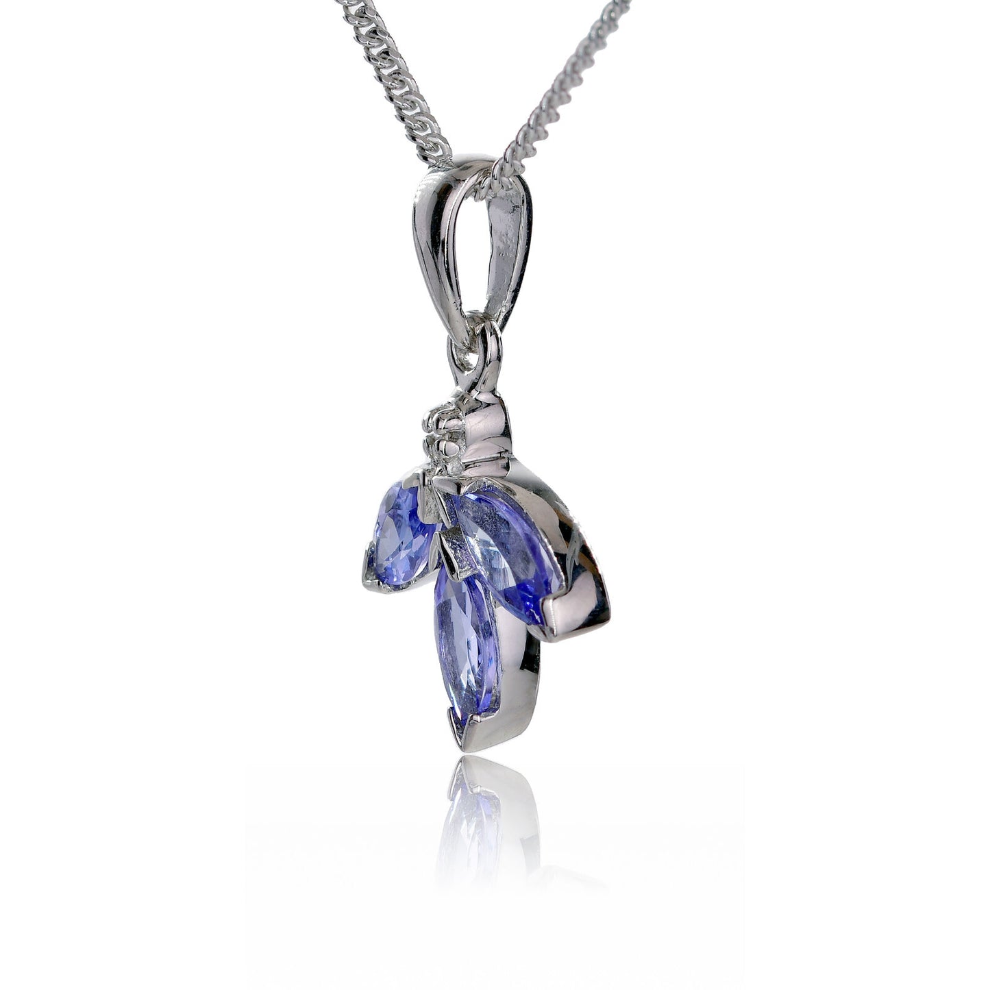 Tanzanite Necklace Earring Set Sterling Silver Stud Pendant Natural Blue