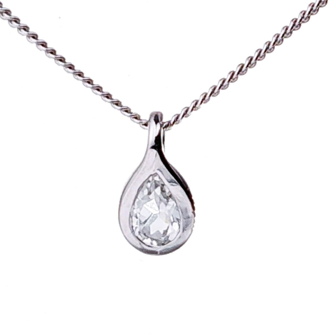 White Topaz Pear Necklace in Sterling Silver