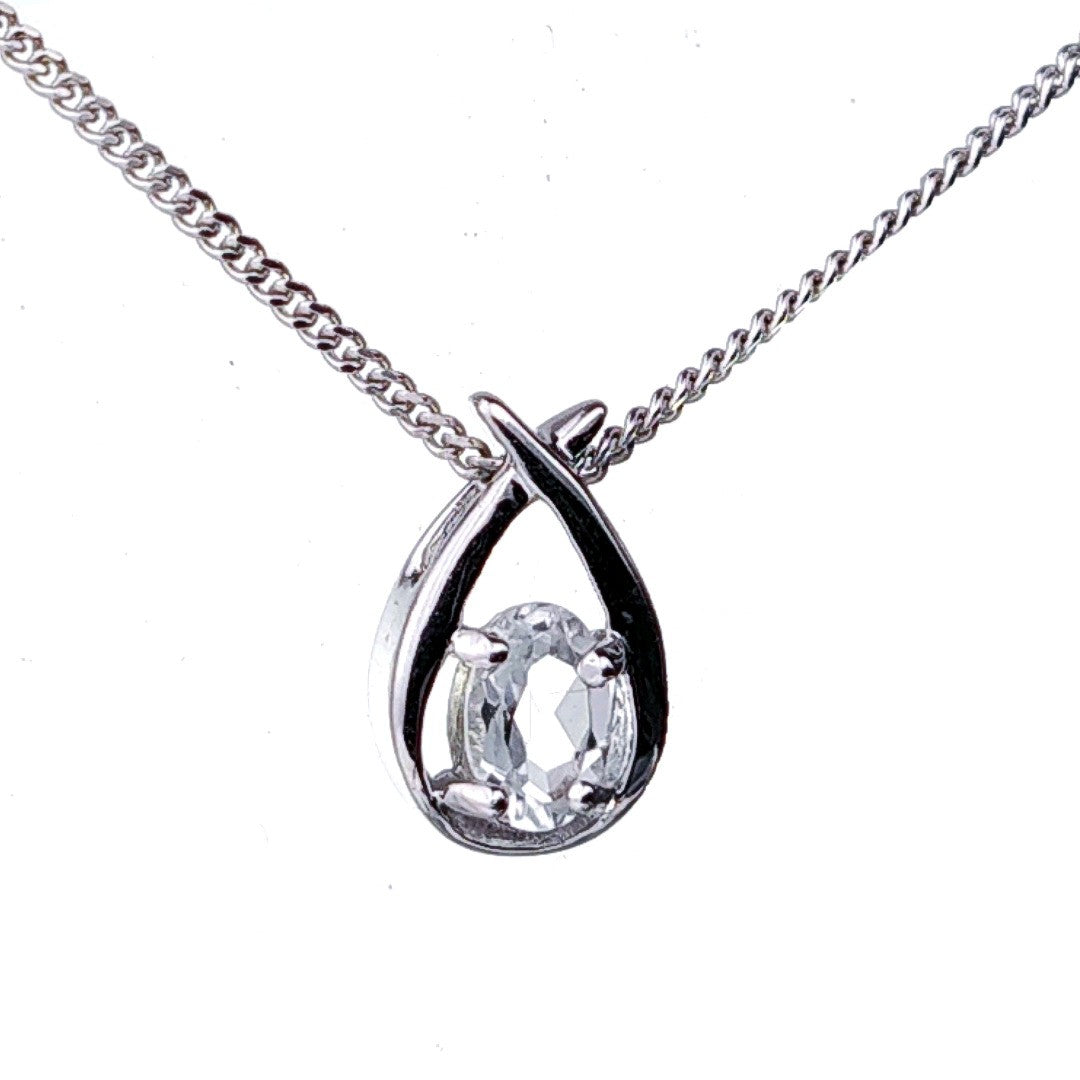 topaz necklace 0.5ct sterling silver pear twist pendant designed in the UK