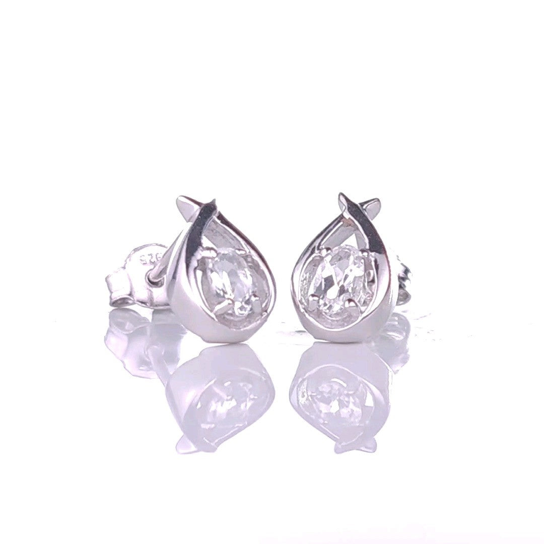 topaz earrings sterling silver 0.5ct pear twist studs boxed gift designed in the UK