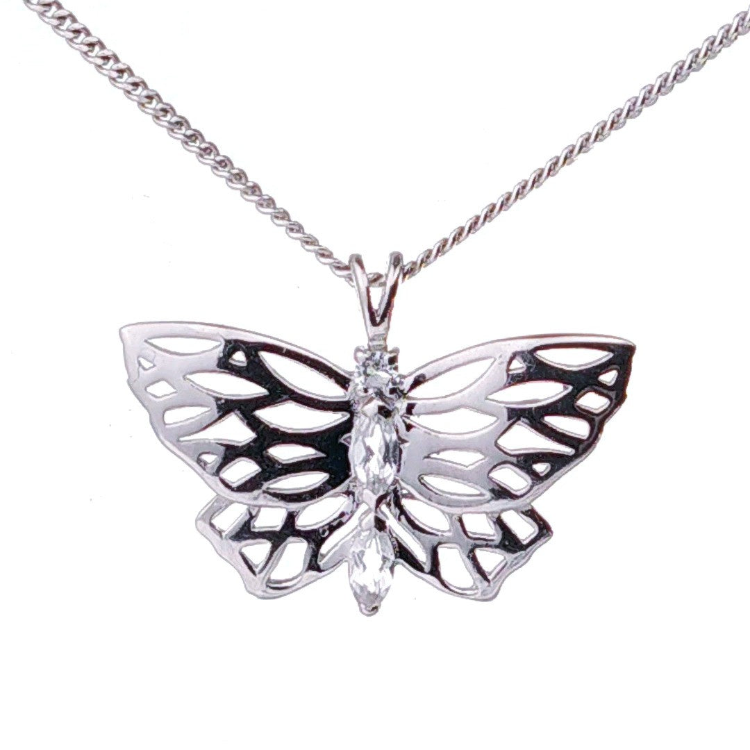 topaz butterfly necklace sterling silver natural stone trilogy boxed gift designed in the UK