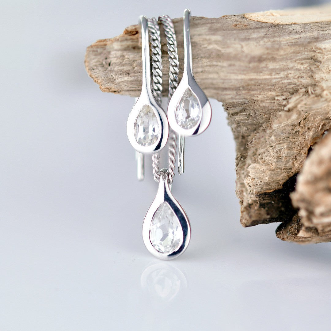 White Topaz Pear Jewellery Set in Sterling Silver