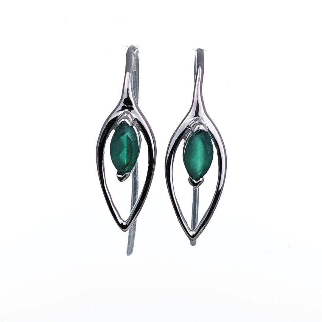 Natural Green Onyx Dangle Earrings