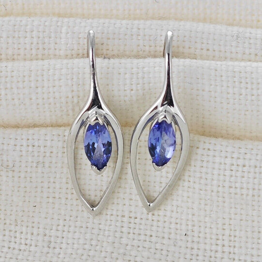 Tanzanite Earrings Sterling Silver Marquise Dangle