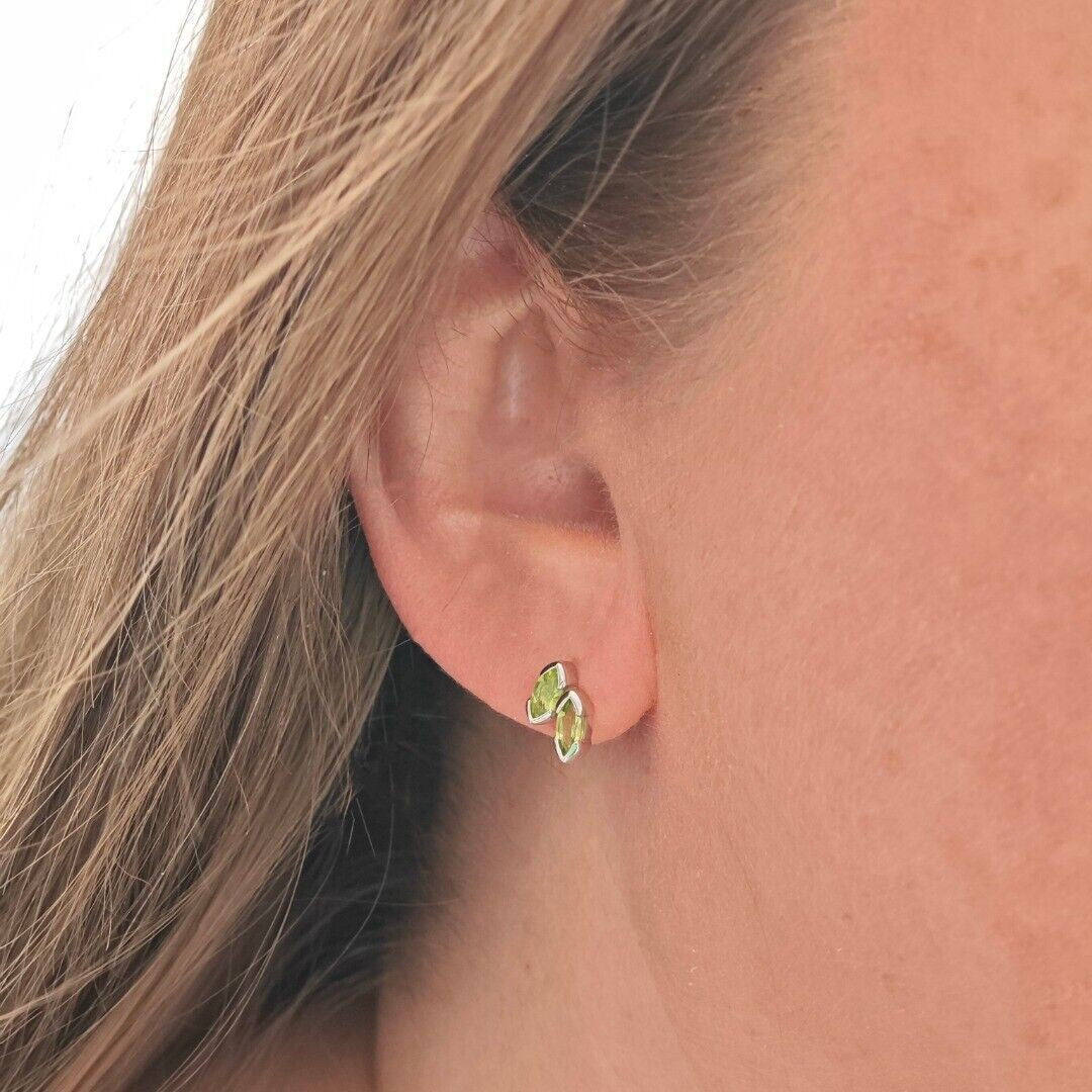 peridot silver stud earrings image 2