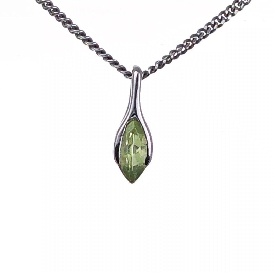 peridot pendant sterling silver small solitaire minimalist marquise designed in the UK