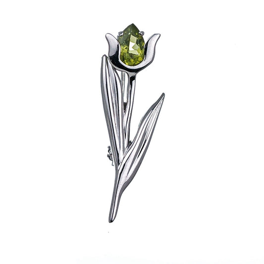 peridot silver brooch