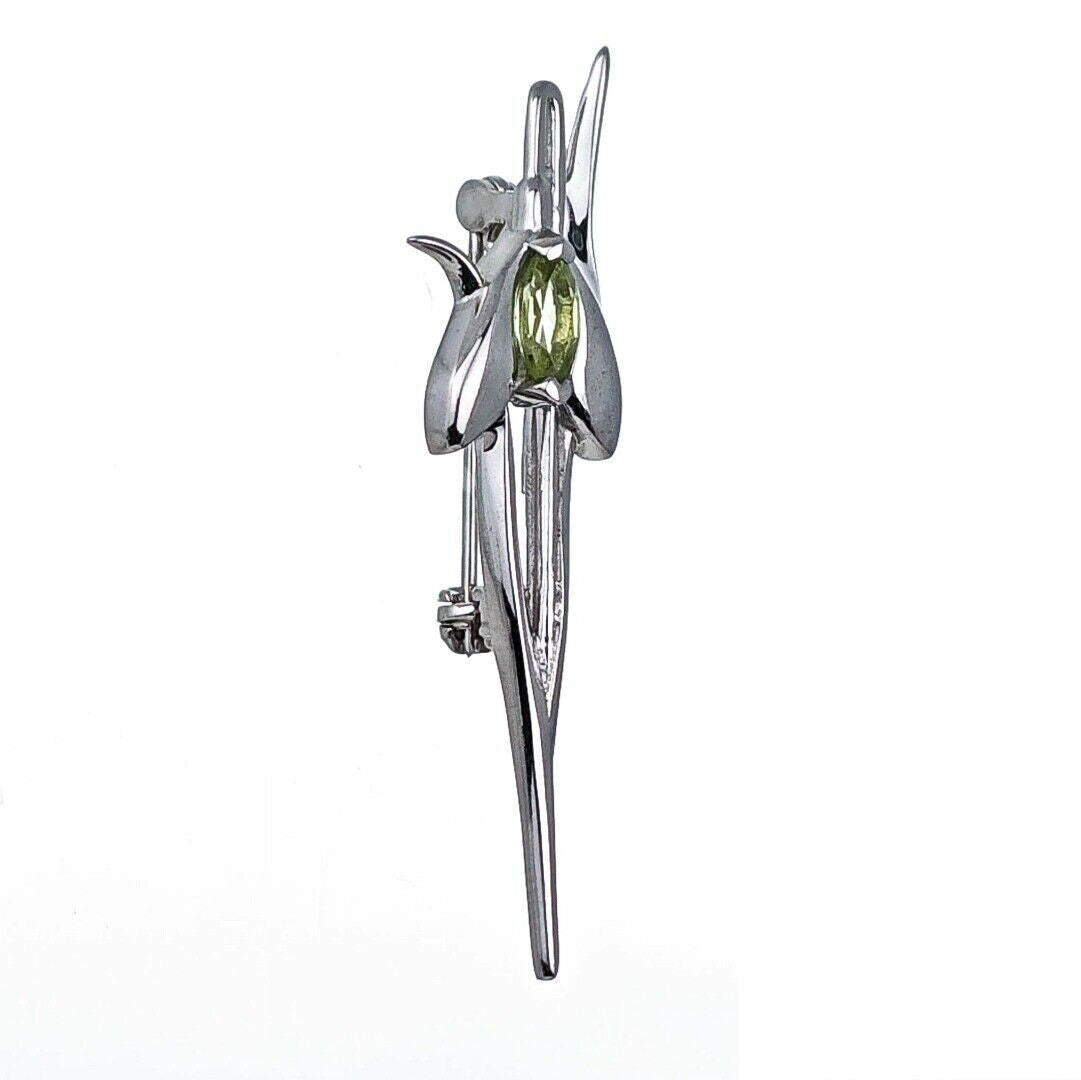 peridot silver brooch image 4