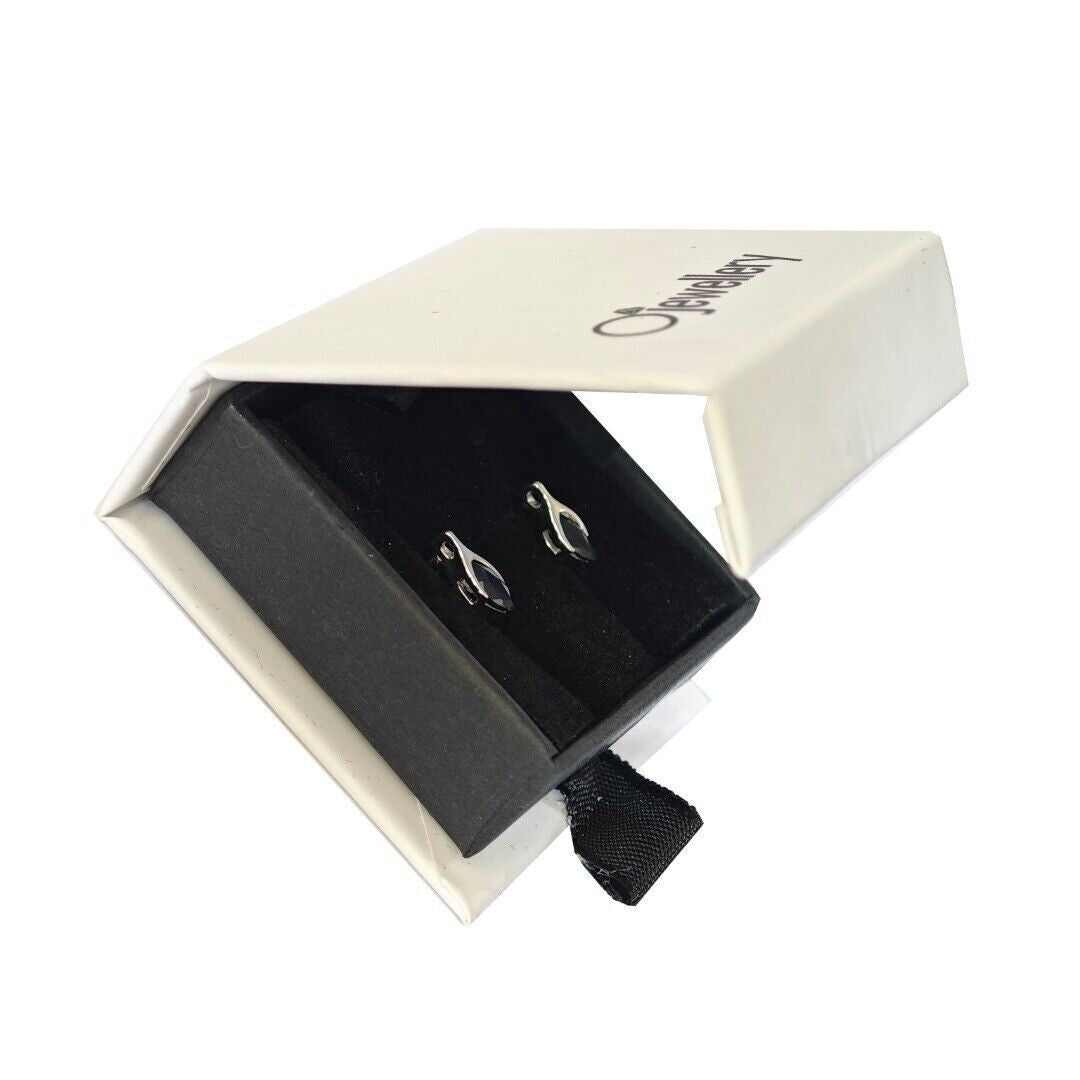 Sapphire Earrings Sterling Silver SMALL Solitaire Studs Minimalist Marquise