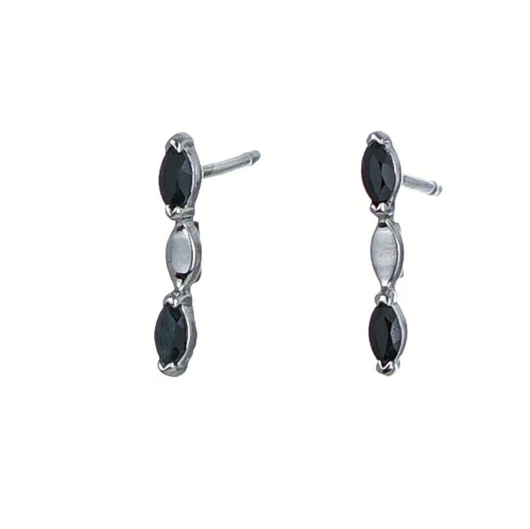 Sapphire Marquise Drop Earrings in Sterling Silver