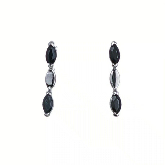 Sapphire Earrings Sterling Silver Studs Marquise Drop