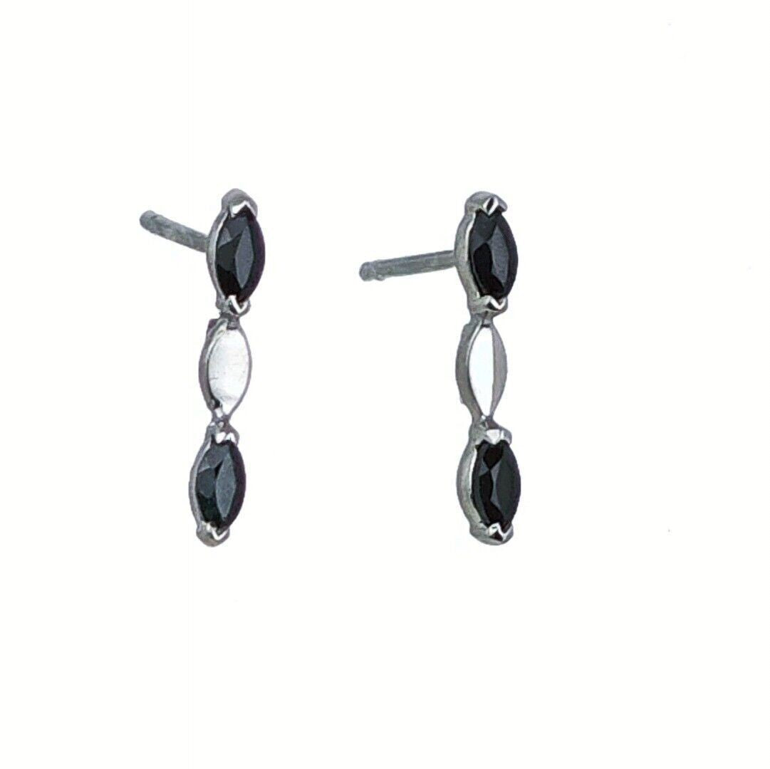 Sapphire Marquise Drop Earrings in Sterling Silver