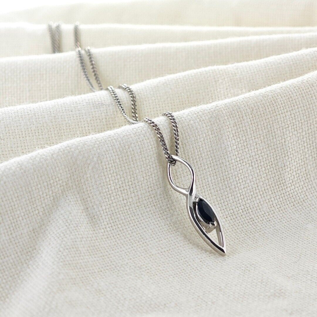 Sapphire Pendant Sterling Silver Marquise