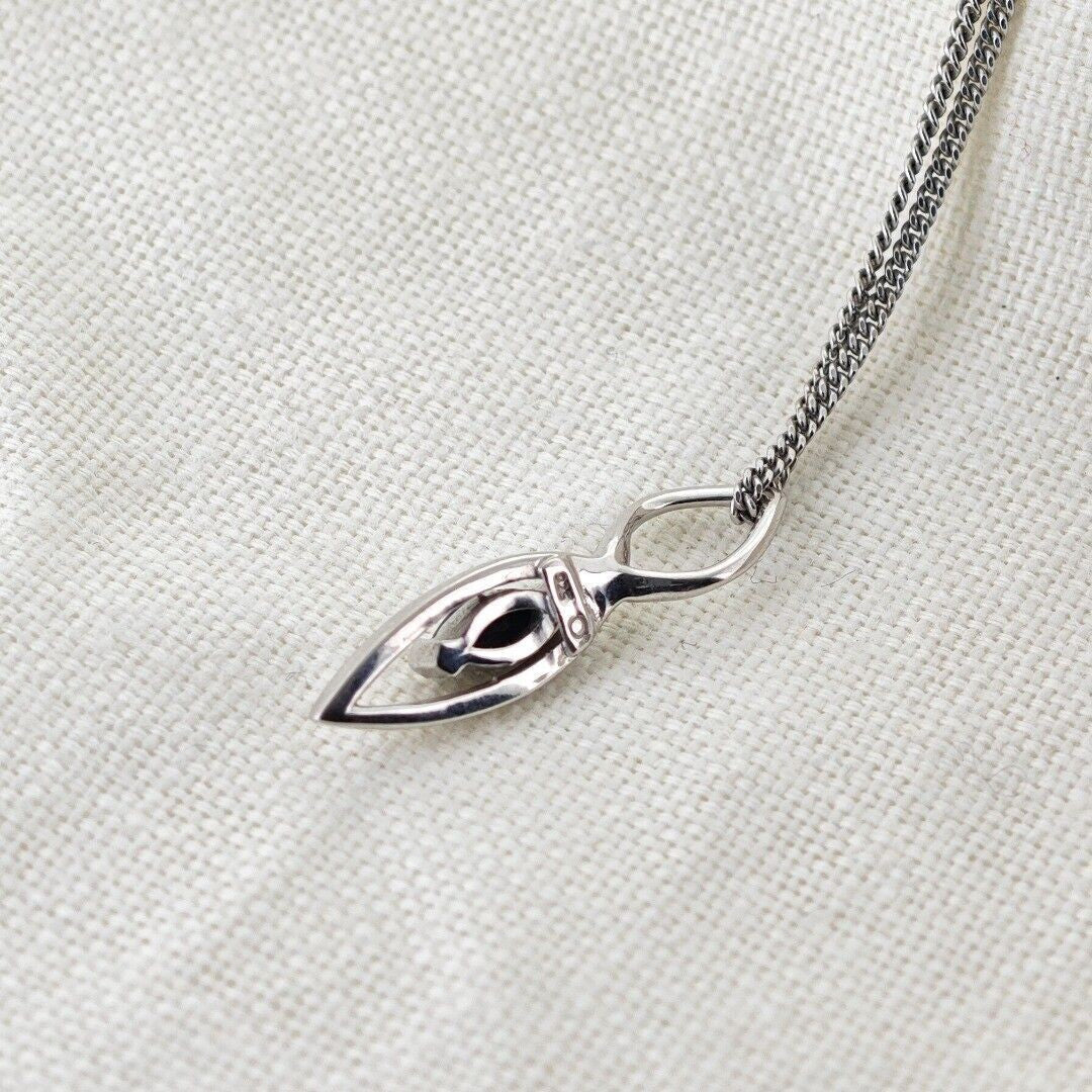 Sapphire Pendant Sterling Silver Marquise