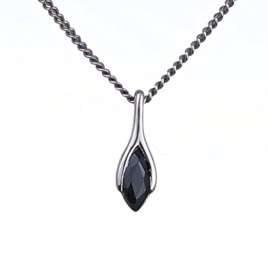 Sapphire Pendant Sterling Silver SMALL Solitaire Minimalist Marquise