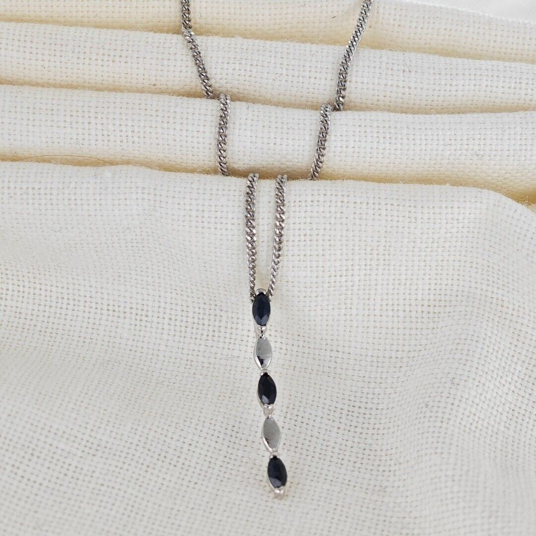Sapphire Pendant Sterling Silver Infinity Drop