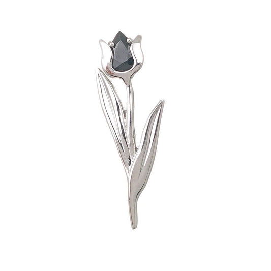 Sapphire Flower Brooch Sterling Silver Tulip Boxed Gift