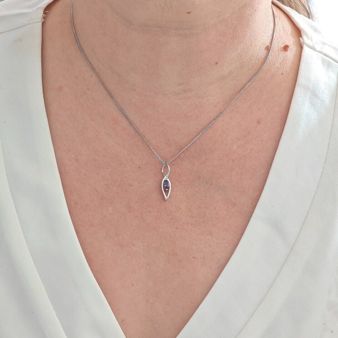 Amethyst Marquise Infinity Necklace in Sterling Silver