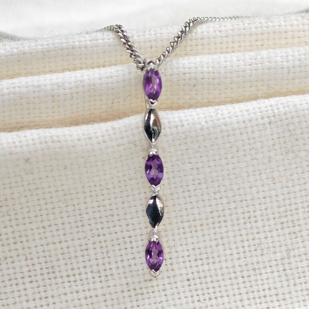 Amethyst Pendant Sterling Silver Infinity Marquise