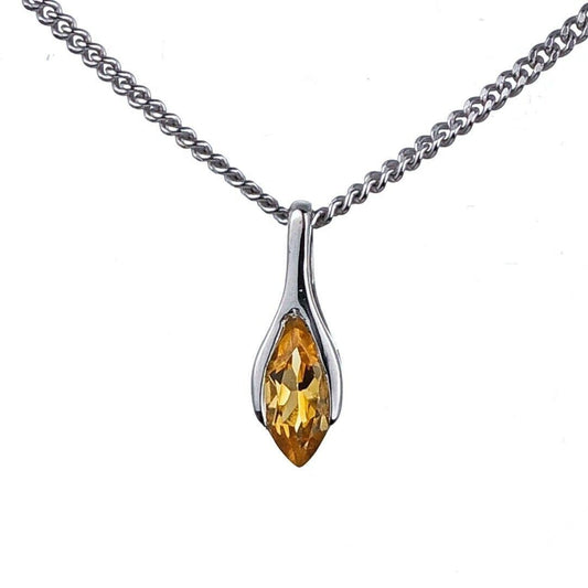 Citrine Pendant Sterling Silver Minimalist Marquise