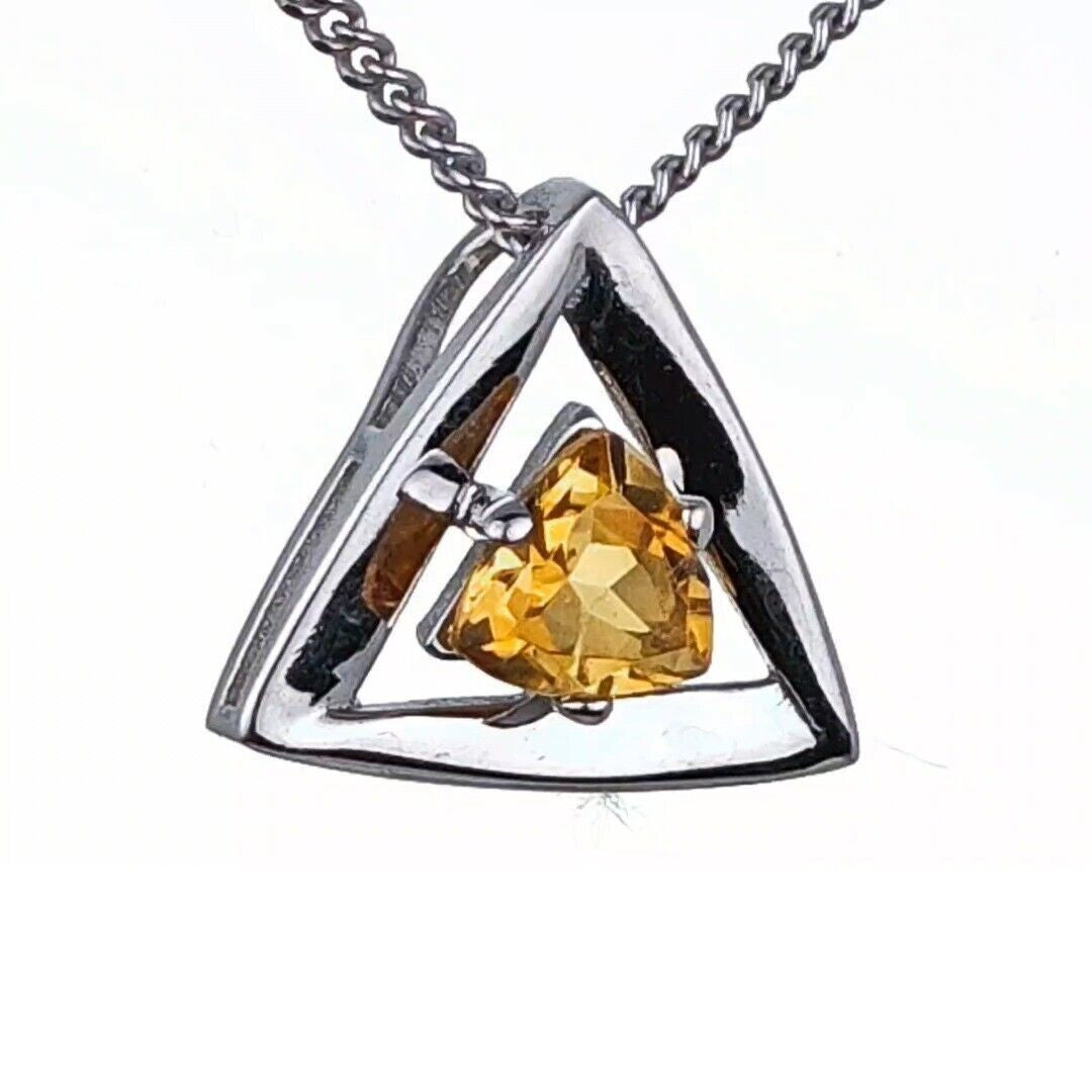 Citrine Trillion Necklace in Sterling Silver