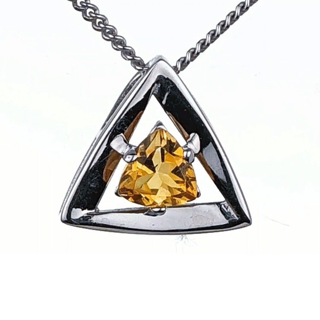 Citrine Trillion Necklace in Sterling Silver
