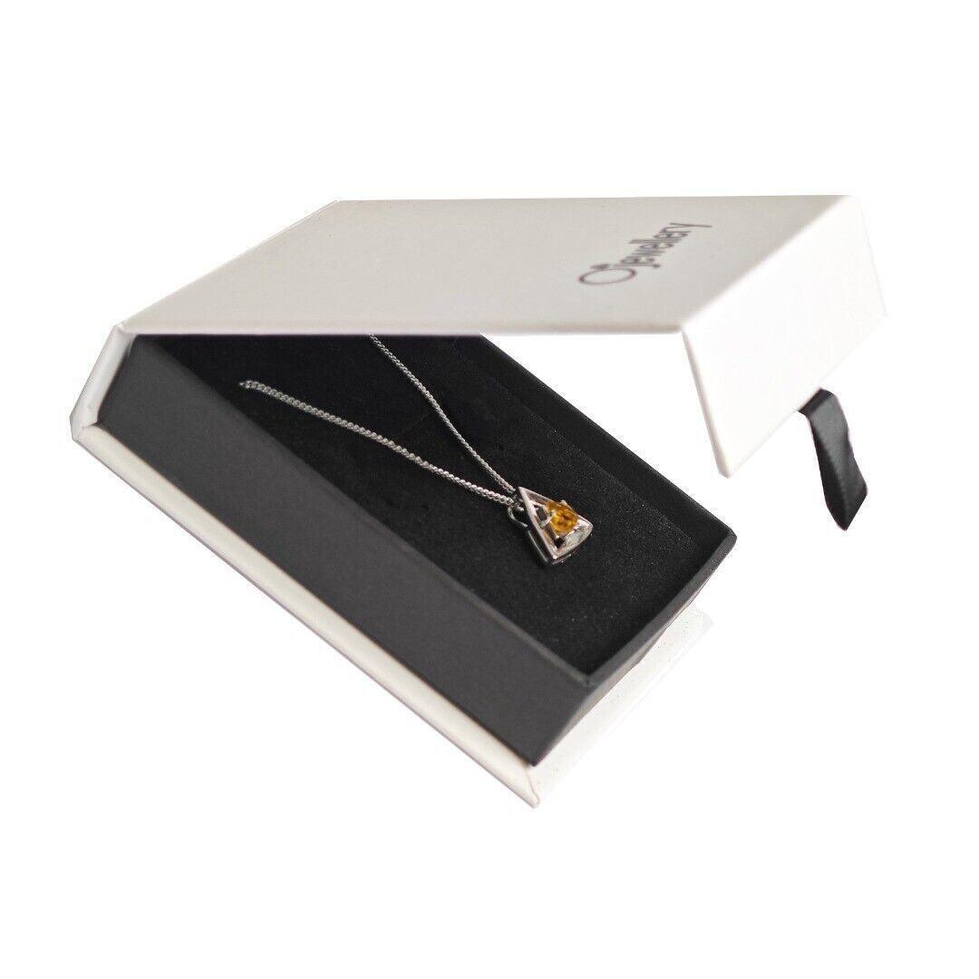 Citrine Trillion Necklace in Sterling Silver