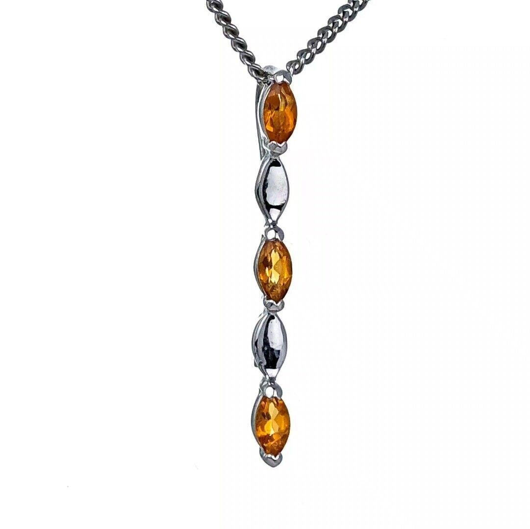 Yellow Citrine Necklace Sterling Silver Infinity Marquise