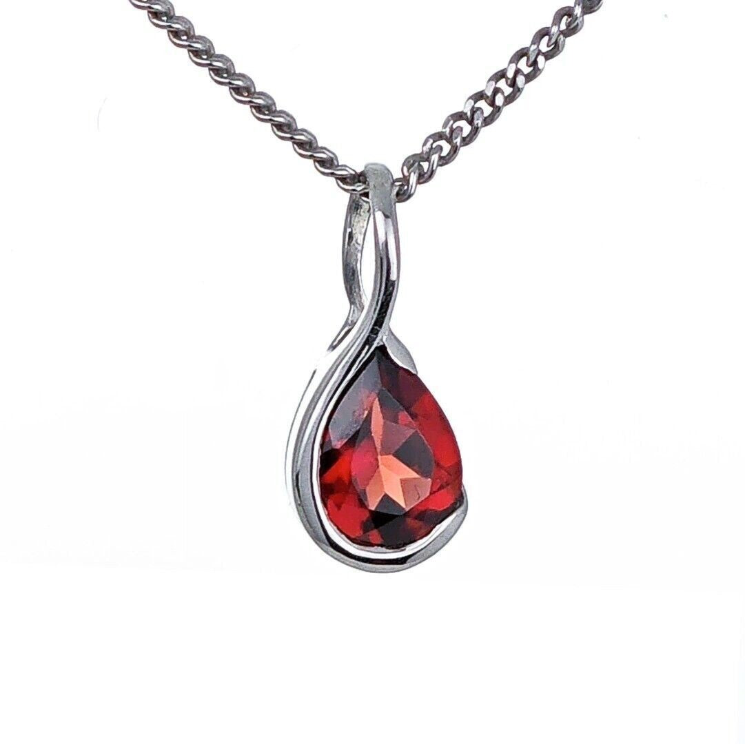 Garnet Pendant Sterling Silver Infinity Loop